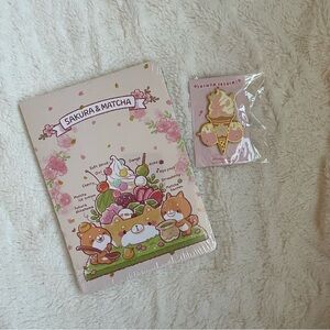 Sakura & Matcha Notebook and Pin Set